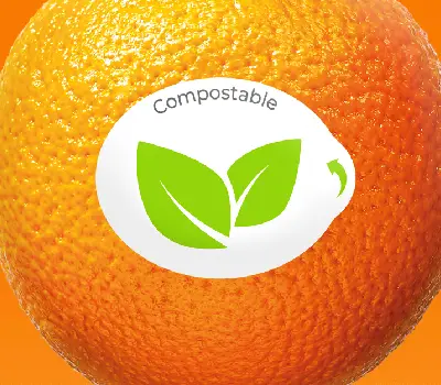 Sinclair - T55: Etiqueta de fruta compostable certificada para uso doméstico e industrial