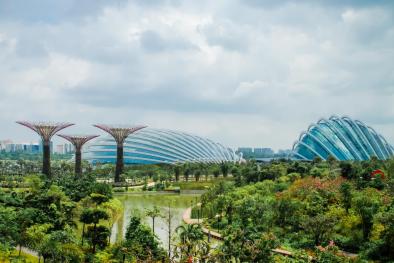 Parque verde en una ciudad sostenible