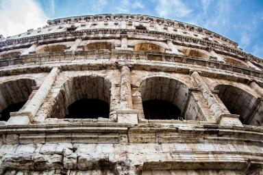 Partial view of the Colosseum in Rome