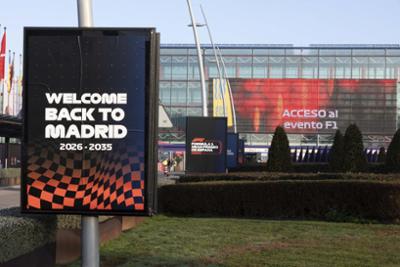 F1 poster at the main entrance of IFEMA MADRID