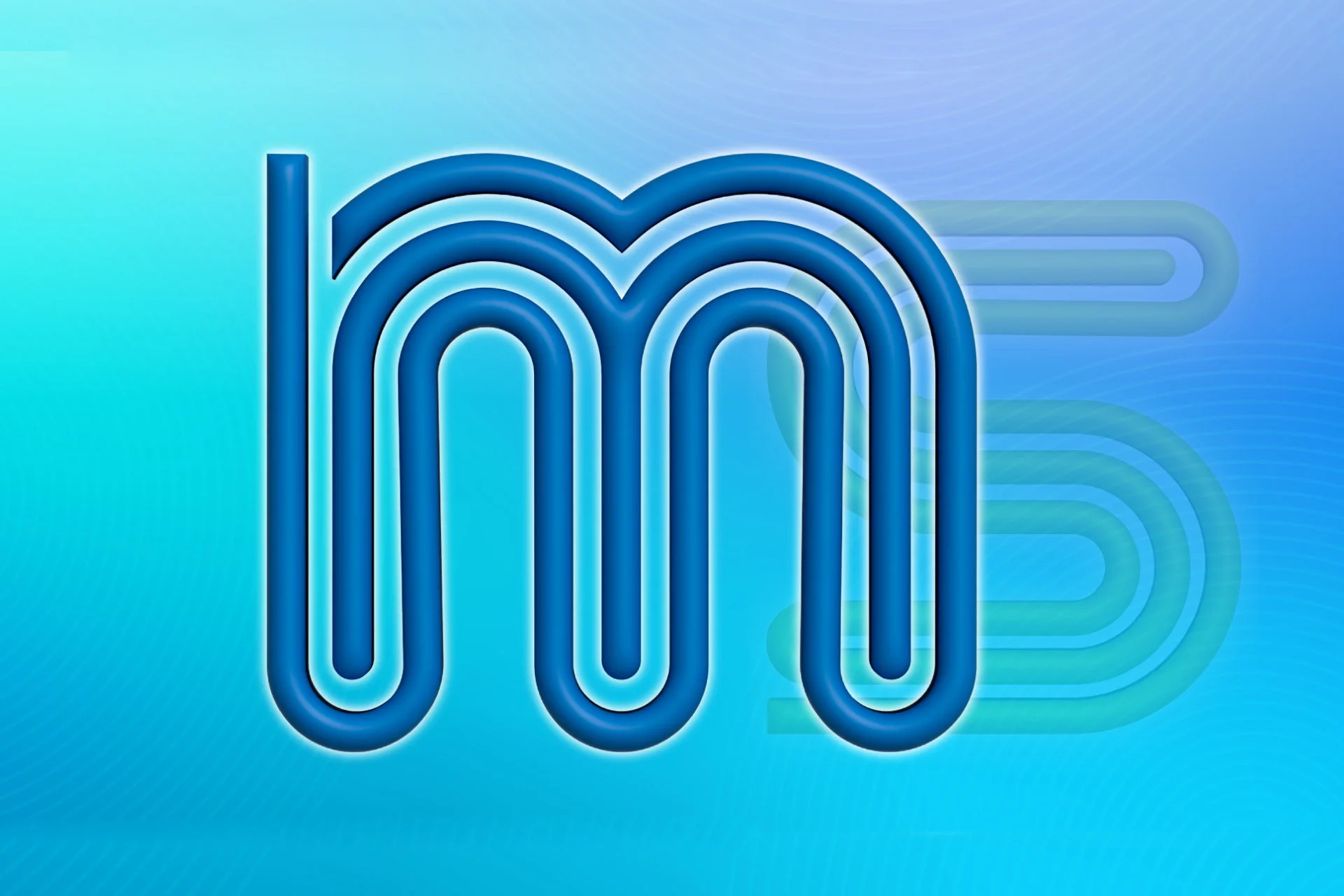 Diseño del logo de Matelec en 3D con un fondo azul degradado