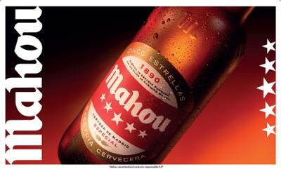 botella de cerveza MAHOU cinco estrellas