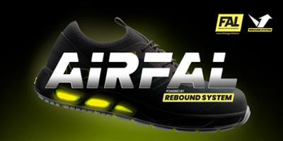 A trainer and the Airfal logo.