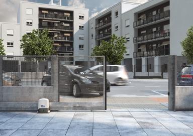 A car going through a DEA REV automation sliding door.